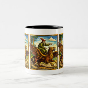 Retro Medieval Snail Rider Fantasy Tee Postcard Two-Tone Coffee Mug