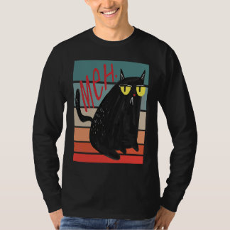 Retro Meh Grumpy Black Cat Sarcastic Kitten Cat M T-Shirt