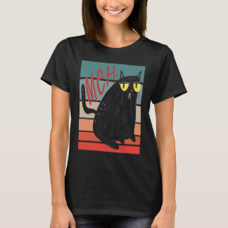 Retro Meh Grumpy Black Cat Sarcastic Kitten Cat M T-Shirt