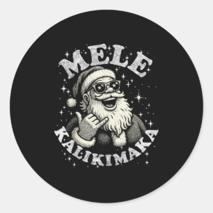 Retro Mele Kalikimaka Hawaiian Christmas Party San Classic Round Sticker