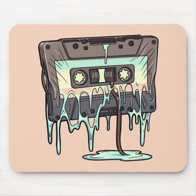 Retro Melting Cassette Tape Vaporwave Mouse Pad (Front)