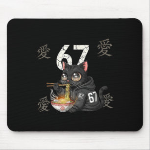 Retro Meme 67 Six Seven 6 7 Cat Ramen Japanese Kaw Mouse Pad