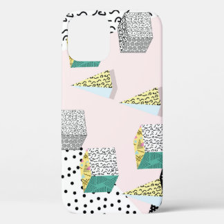 Retro Memphis: 80s-90s Hipster Pattern. iPhone 12 Case