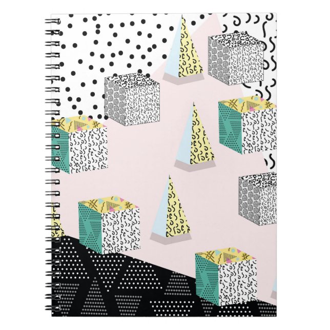 Retro Memphis: 80s-90s Hipster Pattern. Notebook (Front)