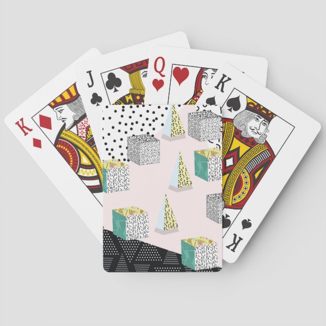 Retro Memphis: 80s-90s Hipster Pattern. Playing Cards (Back)