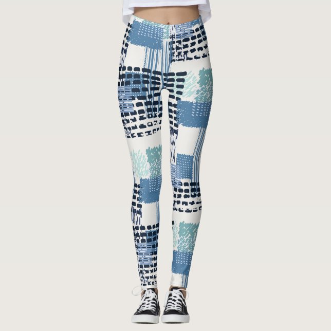 Retro Memphis Doodle Seamless Pattern Leggings (Front)