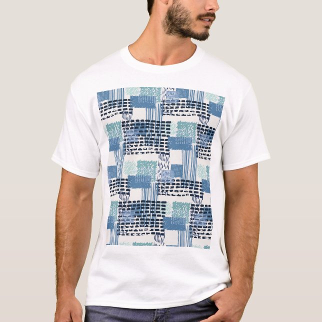 Retro Memphis Doodle Seamless Pattern T-Shirt (Front)