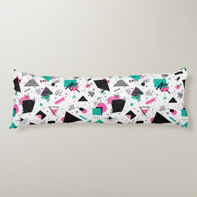 Retro Memphis Geometric Pattern Body Pillow (Front)