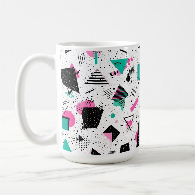 Retro Memphis Geometric Pattern Coffee Mug (Left)