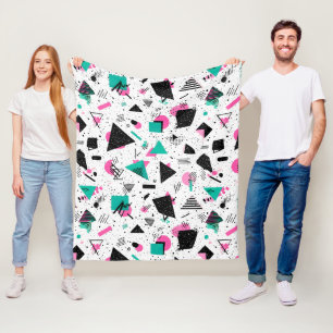 Retro Memphis Geometric Pattern Fleece Blanket