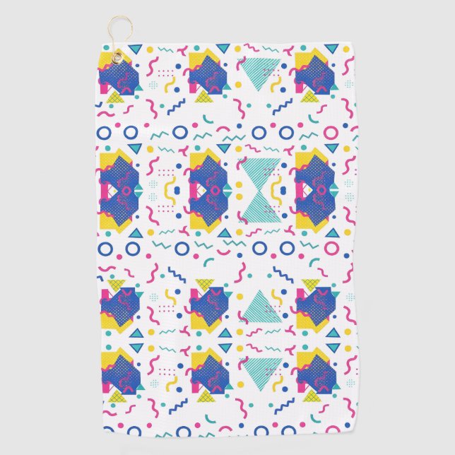 Retro Memphis Geometric Pattern Golf Towel (Front)