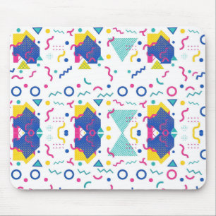 Retro Memphis Geometric Pattern Mouse Pad