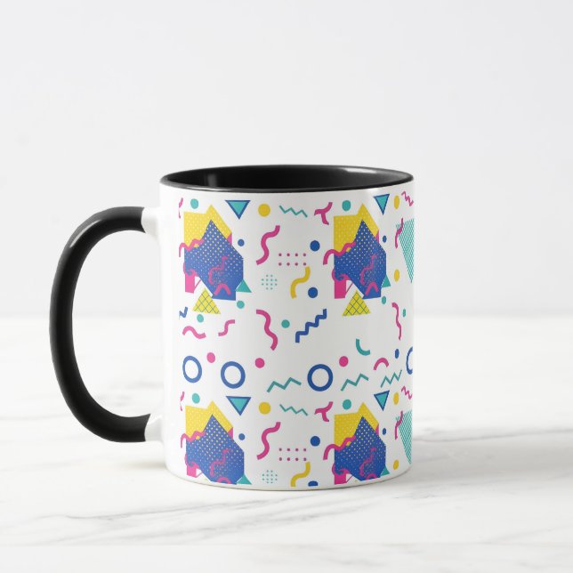 Retro Memphis Geometric Pattern Mug (Left)