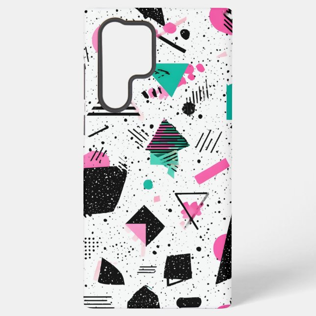 Retro Memphis Geometric Pattern Samsung Galaxy S22 Ultra Case (Back)