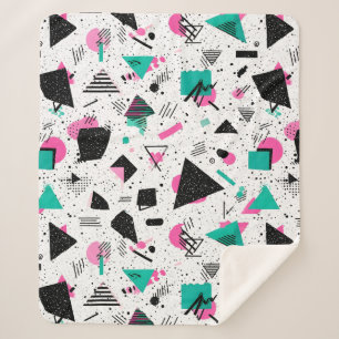 Retro Memphis Geometric Pattern Sherpa Blanket