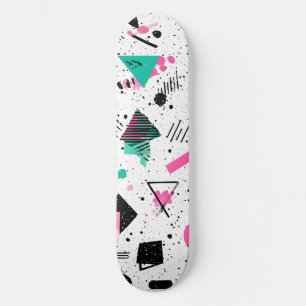 Retro Memphis Geometric Pattern Skateboard