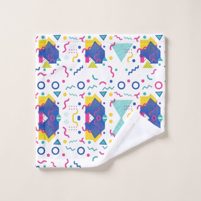 Retro Memphis Geometric Pattern Wash Cloth (Wash Cloth)
