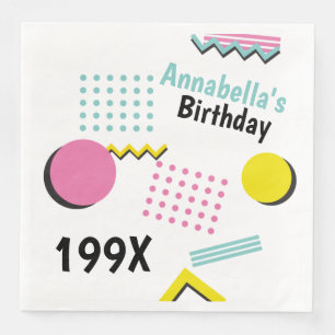 Retro Memphis Pattern 90s Theme Party Napkin