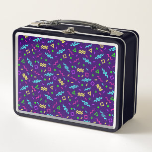 Retro Memphis Pattern Metal Lunch Box