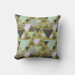 Retro Memphis Style Geometric Triangle Pattern Throw Pillow