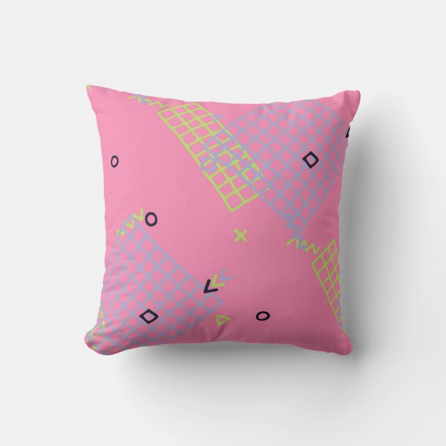 Retro Memphis Texture. Seamless Background in Tren Throw Pillow (Front)