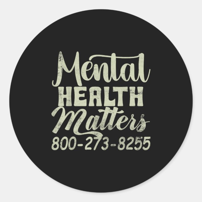 Retro Mental Health S 800-273-8255 Awareness  Classic Round Sticker (Front)