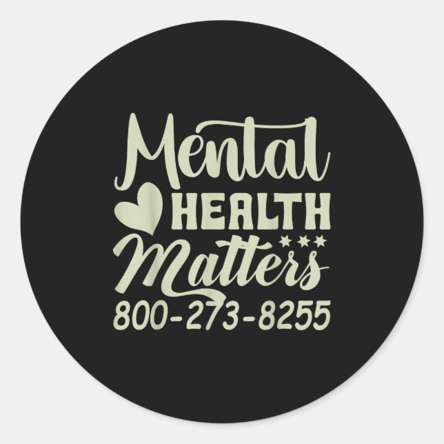 Retro Mental Health S 800-273-8255 Awareness  Classic Round Sticker (Front)