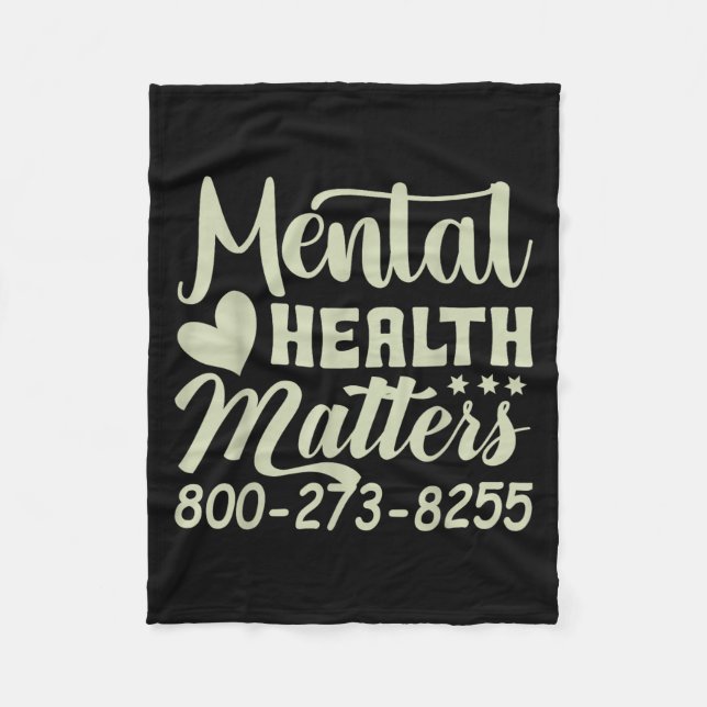 Retro Mental Health S 800-273-8255 Awareness  Fleece Blanket (Front)