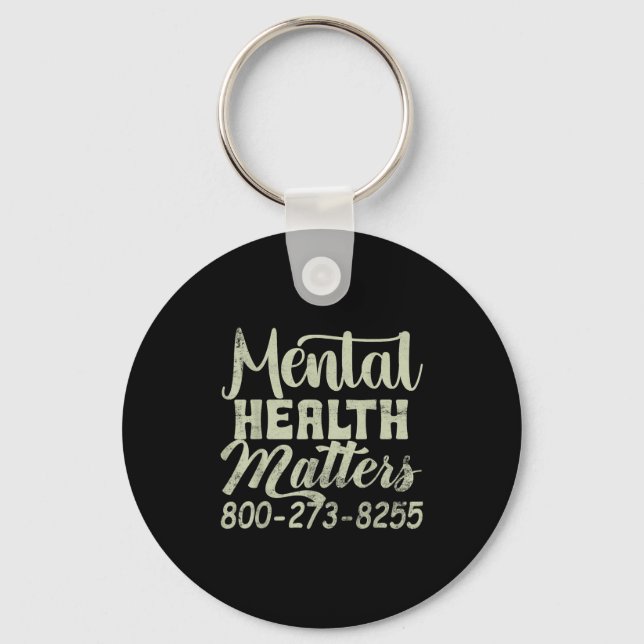 Retro Mental Health S 800-273-8255 Awareness  Keychain (Front)