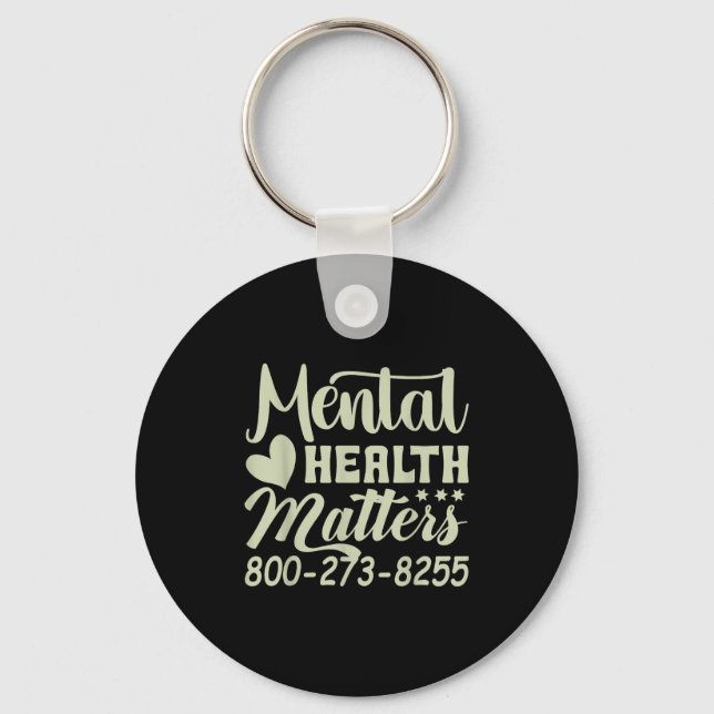 Retro Mental Health S 800-273-8255 Awareness  Keychain (Front)