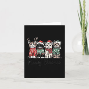 Retro Meowy Christmas Cute Cats With Santa Claus H Card