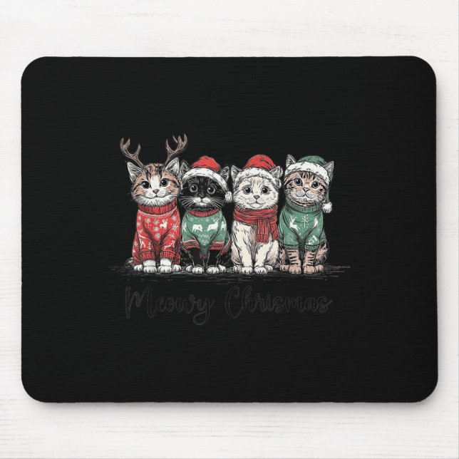 Retro Meowy Christmas Cute Cats With Santa Claus H Mouse Pad (Front)