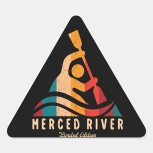 Retro Merced River Kayaking Triangle Sticker