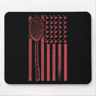 Retro Merica Usa Flag Badminton Player Sport Shutt Mouse Pad