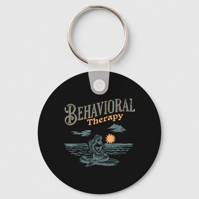 Retro Mermaid Behaviour yst Beach Summer ABA Keychain (Front)