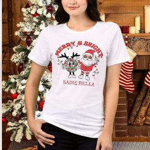 Retro Merry And Bright Christmas Tri-Blend Shirt