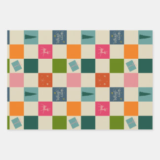 Retro Merry and Bright Christmas Wrapping Paper
