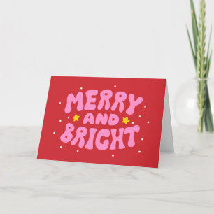 Retro Merry and Bright Holiday Design Card