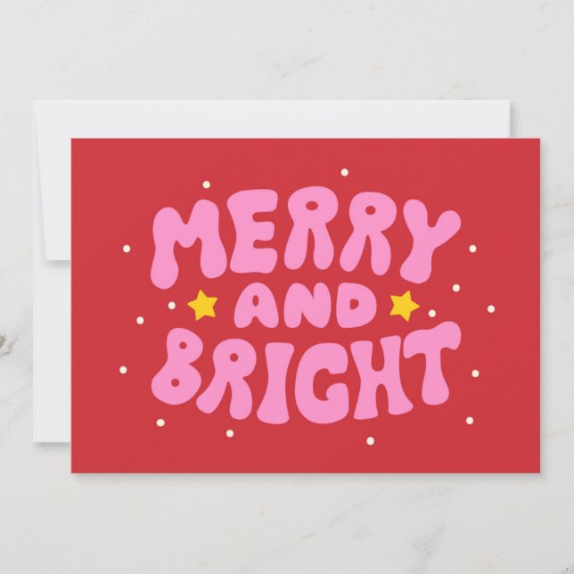 Retro Merry and Bright Holiday Design Card (Front)