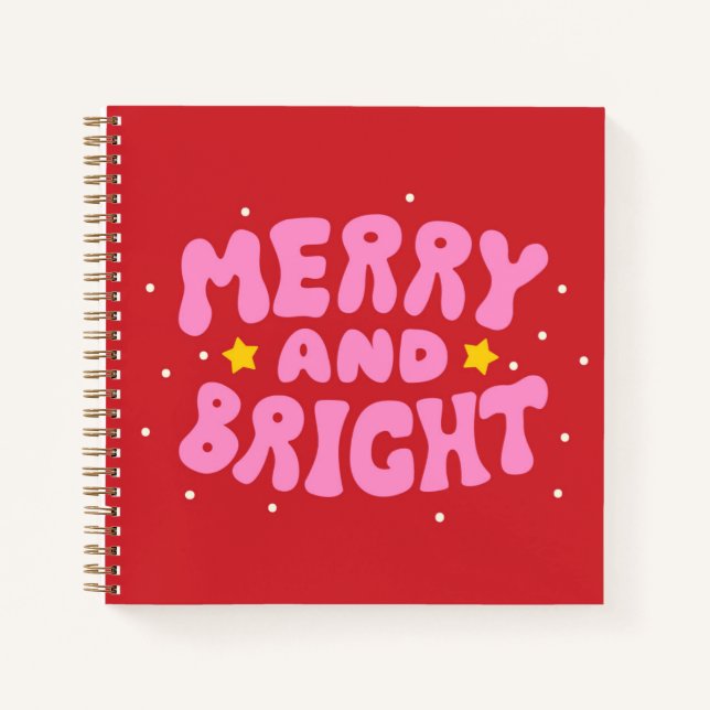 Retro Merry and Bright Holiday Design Notebook (Front)