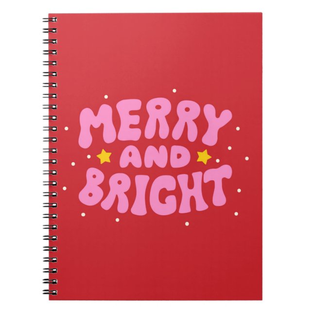 Retro Merry and Bright Holiday Design Notebook (Front)