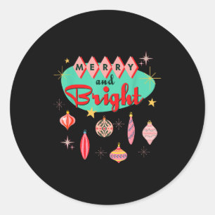 Retro Merry And Bright Mid-century Modern Christma Classic Round Sticker
