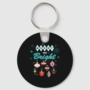 Retro Merry And Bright Mid-century Modern Christma Keychain
