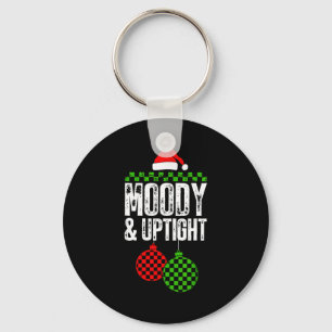 Retro Merry And Bright Moody And Uptight Couples C Keychain