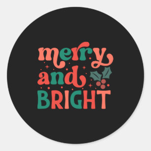 Retro Merry Bright Christmas Baby Classic Round Sticker