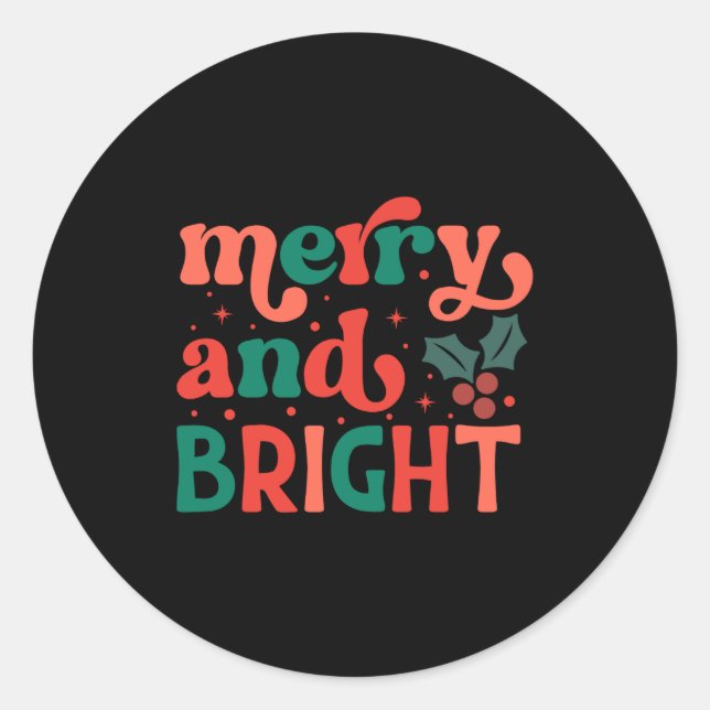 Retro Merry Bright Christmas Baby  Classic Round Sticker (Front)