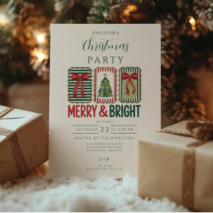 Retro Merry & Bright Christmas Invitation
