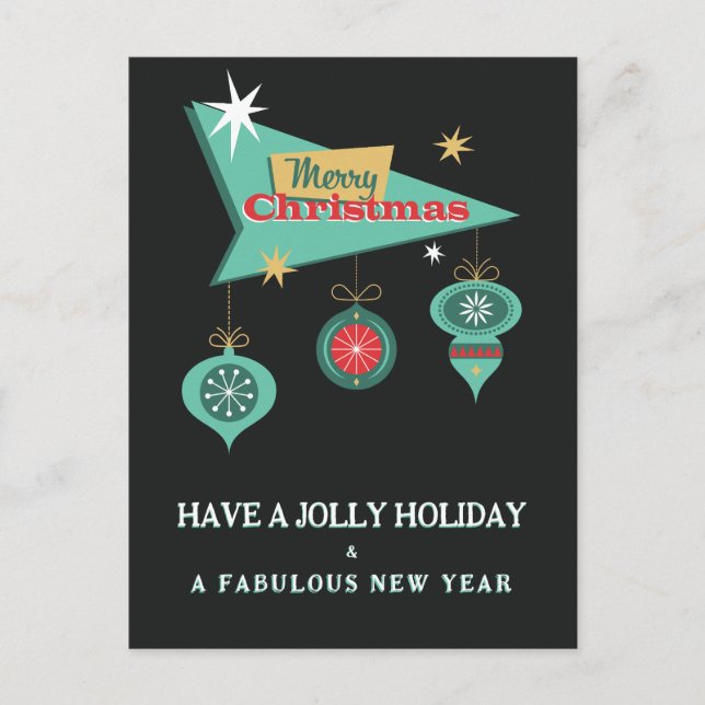 Retro Merry Christmas Billboard Greeting Card (Front)
