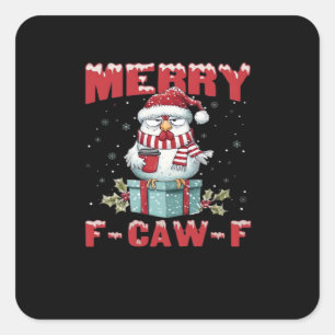 Retro Merry Christmas F-Caw-F Chicken  Square Sticker