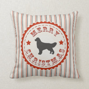 Retro Merry Christmas Golden Retriever Dog Throw Pillow